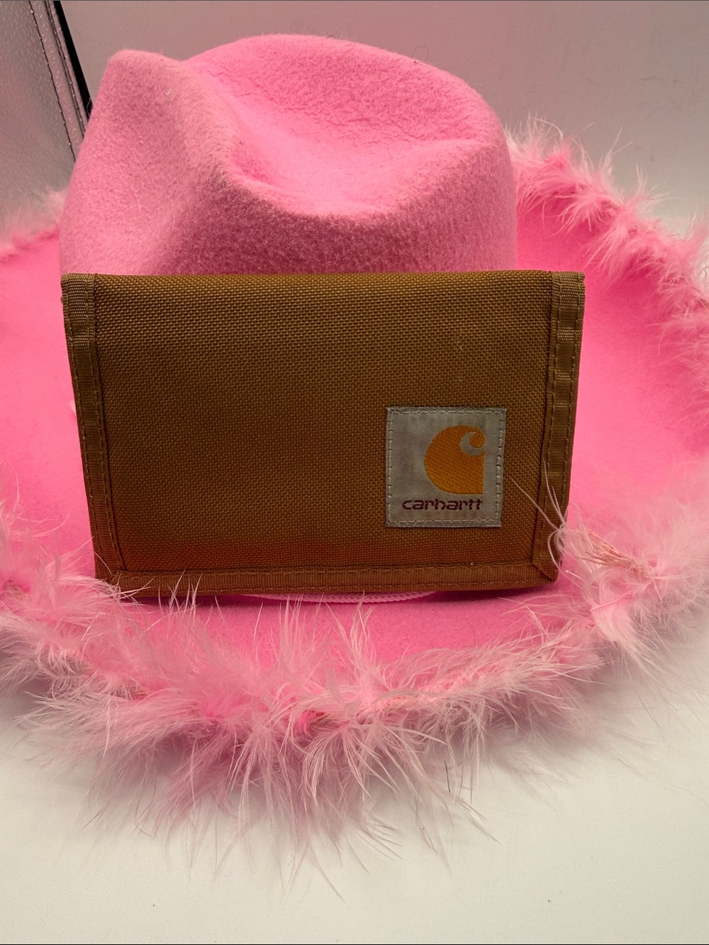 Carhartt Brown Canvas Bifold Wallet with Logo Patch